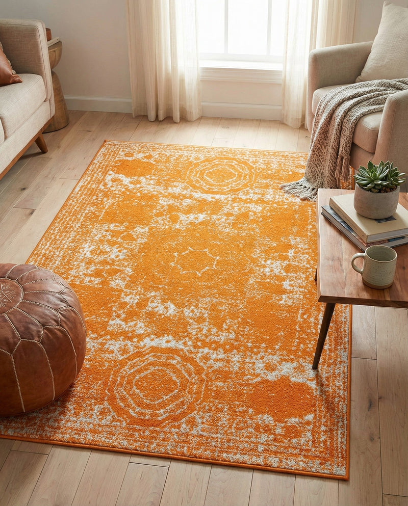 Dover Terrace Collection Area Rug -  Lagoon (Orange) Rectangle Orange  lifestyle 15