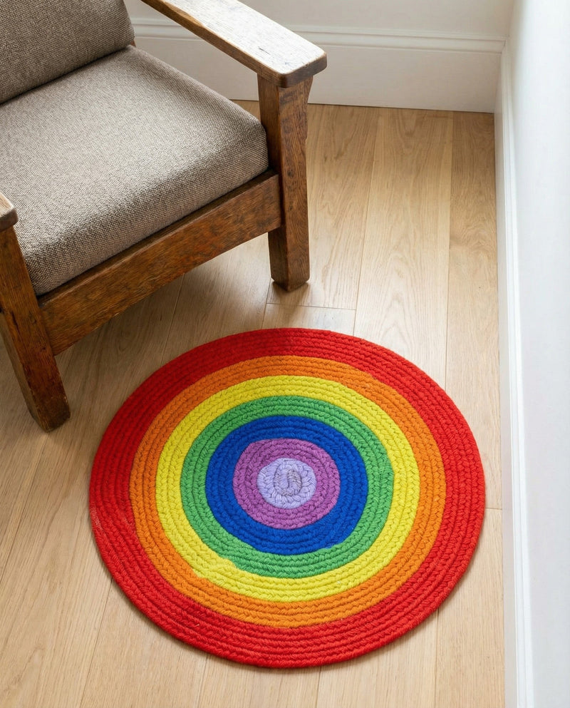 Sunset Isle Wool Braids Collection Area Rug - Paradise Round Multi  lifestyle 71