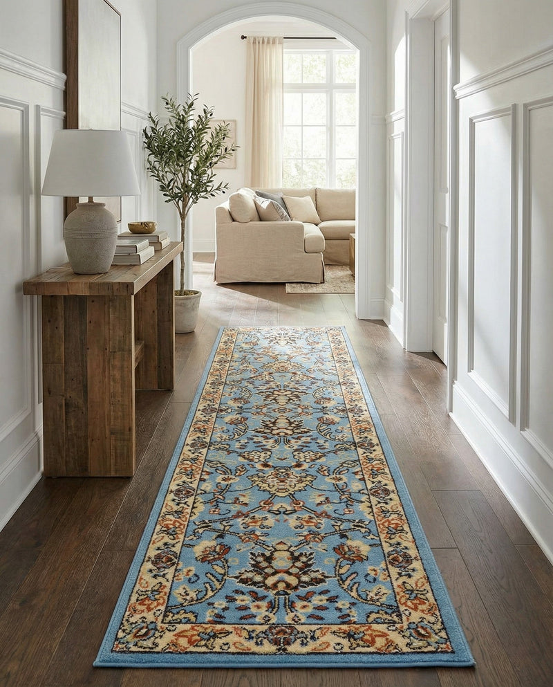 Isfahan Elegance Collection Area Rug - Naghsh-e Jahan (Light Blue) Runner Light Blue  lifestyle 73