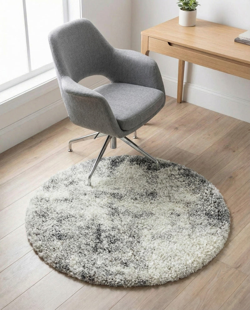 Cozy Haven Shag Collection Area Rug -  Tranquility (Pebble Gray) Round Pebble Gray  lifestyle 44