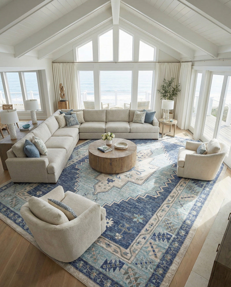 Savannah Series Collection Area Rug -  Augusta (Sky blue) Rectangle Sky blue  lifestyle 30