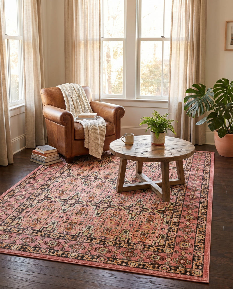 Geneva Terrace Collection Area Rug -  Nyon Rectangle Pink  lifestyle 7