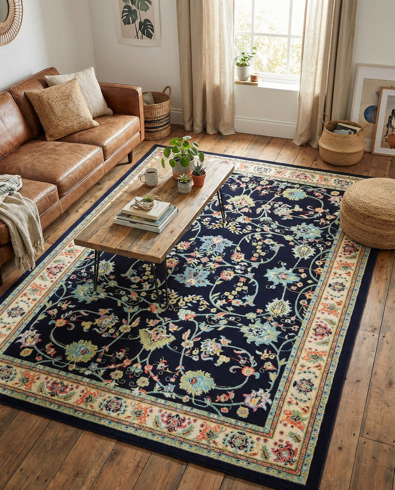 Isfahan Elegance Collection Area Rug - Naghsh-e Jahan (Navy Blue) Rectangle Navy Blue  lifestyle 24