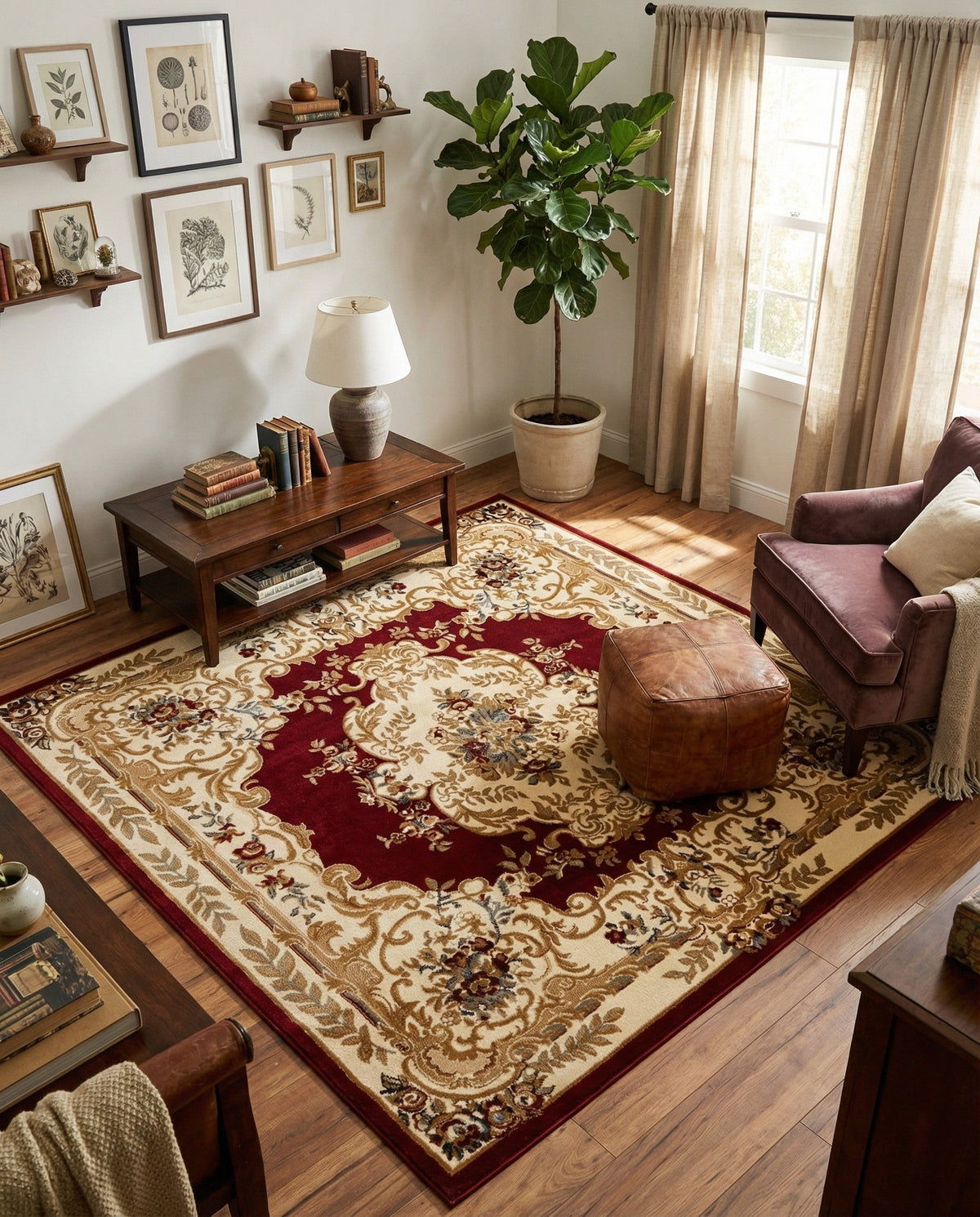 Versailles Elegance Collection Area Rug -  Vincennes Square Red  lifestyle 79