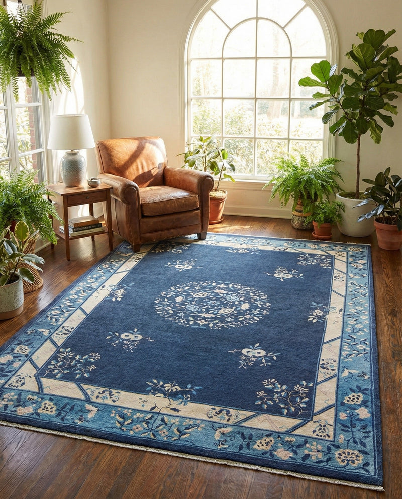 Bazaar Chic Collection Area Rug -  Ouarzazate Rectangle Navy Blue  lifestyle 18