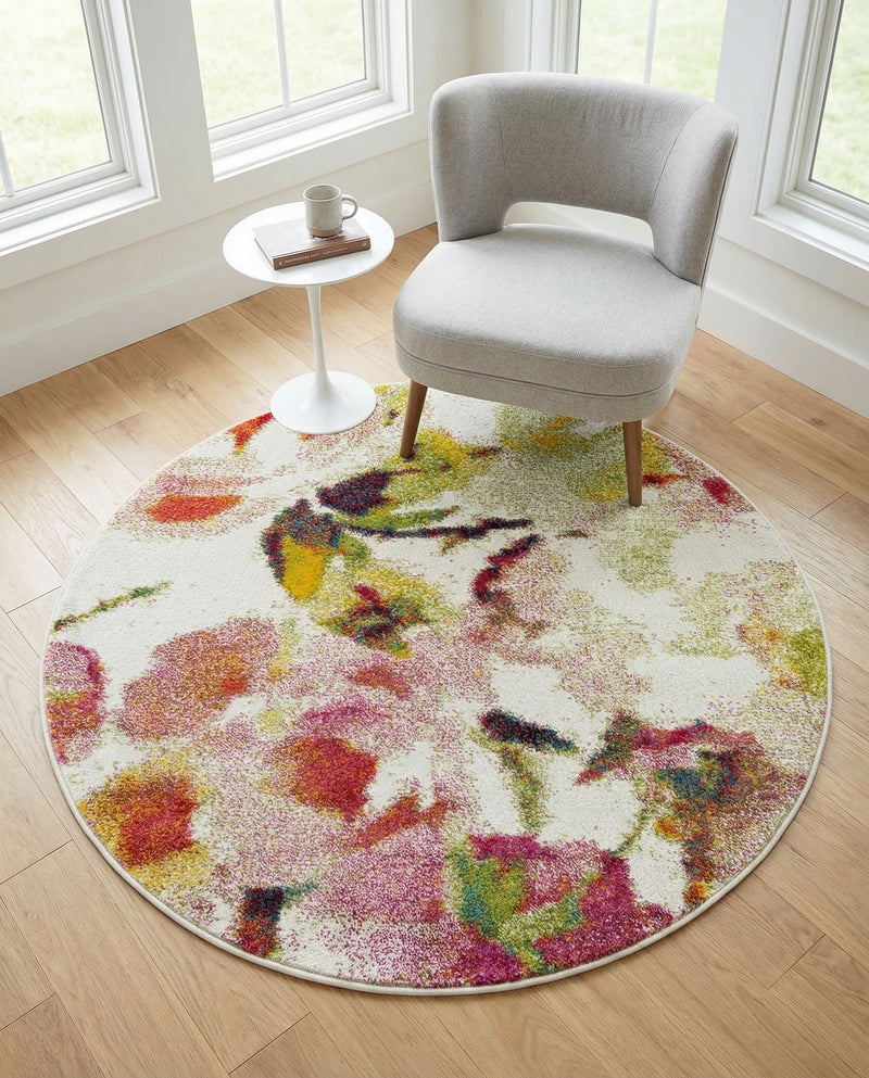 Venetian Elegance Collection Area Rug -  Marghera Round Ivory  lifestyle 55
