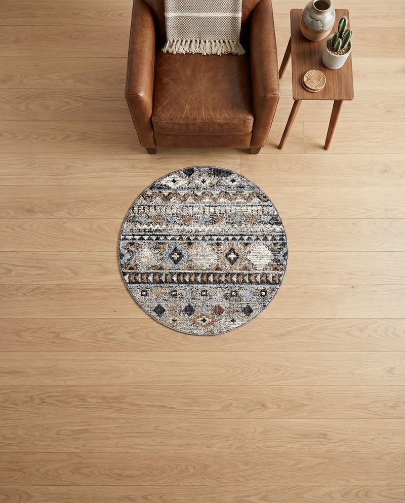 Desert Modern Eco Rug Series Collection Area Rug -  Sonora Round Khaki Gray  lifestyle 74