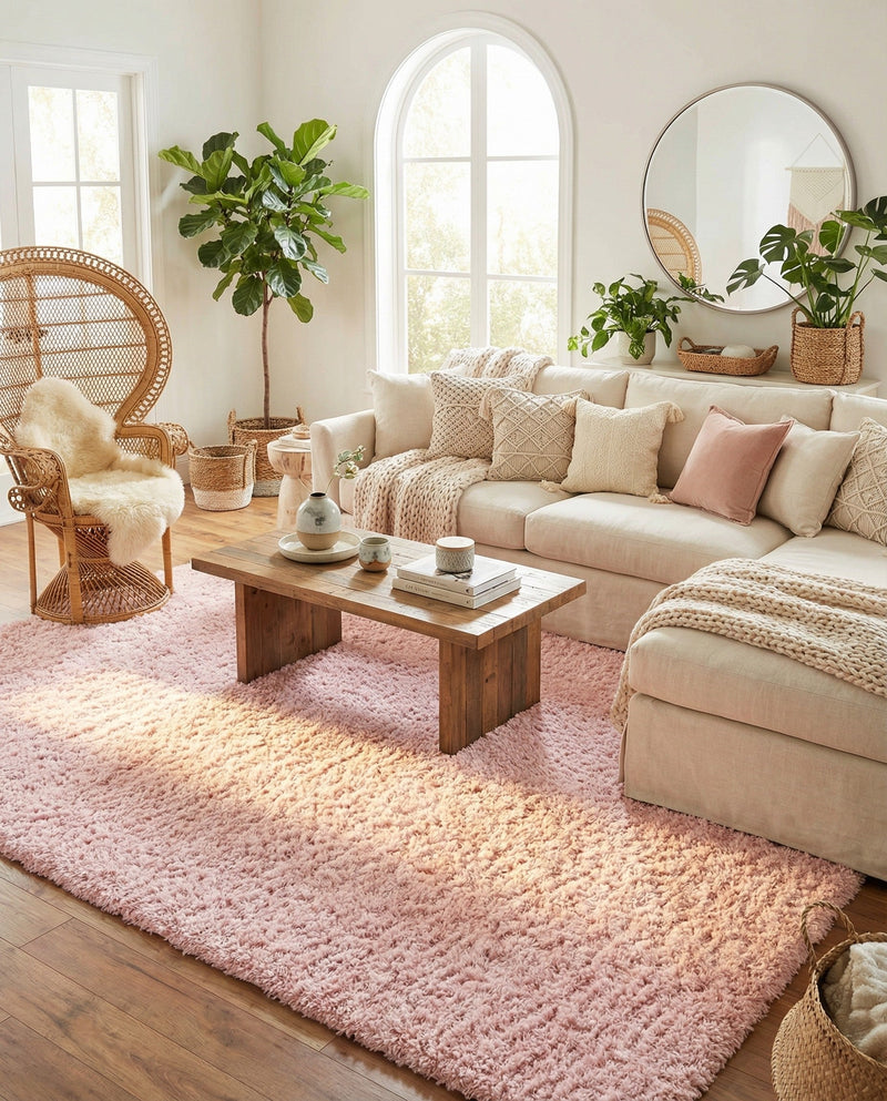 Eternal Plush Oasis Collection Area Rug -  Tranquility (Pink Lace) Rectangle Pink Lace  lifestyle 17