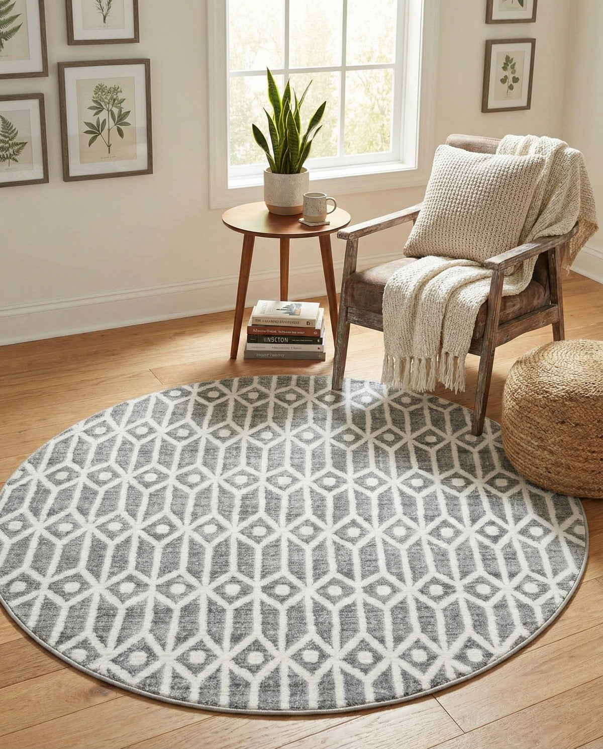 Garden Maze Retreat Collection Area Rug -  Mazeview Round Gray  lifestyle 112