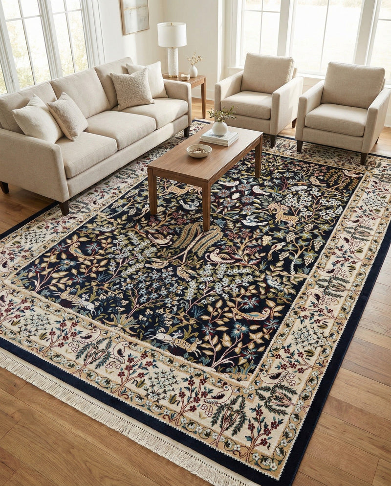Persian Elegance Collection Area Rug -  Kerman (Navy Blue) Rectangle Navy Blue  lifestyle 5