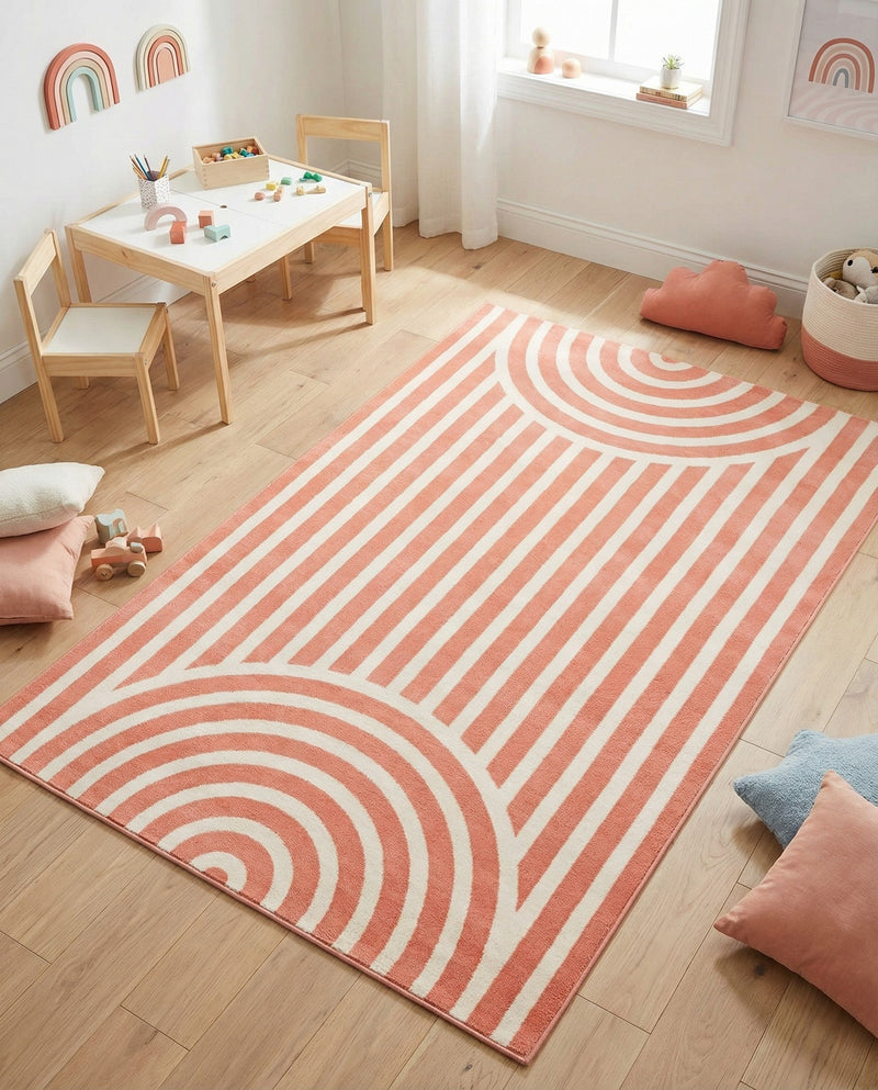Wonder Tykes Collection Area Rug -  Joydale Rectangle Soft Coral Pink  lifestyle 9
