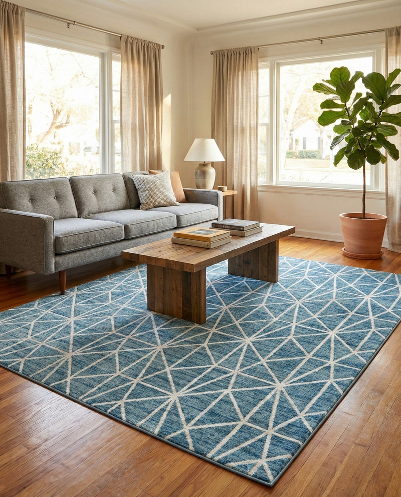 Garden Maze Retreat Collection Area Rug -  Arborlane Rectangle Blue  lifestyle 19