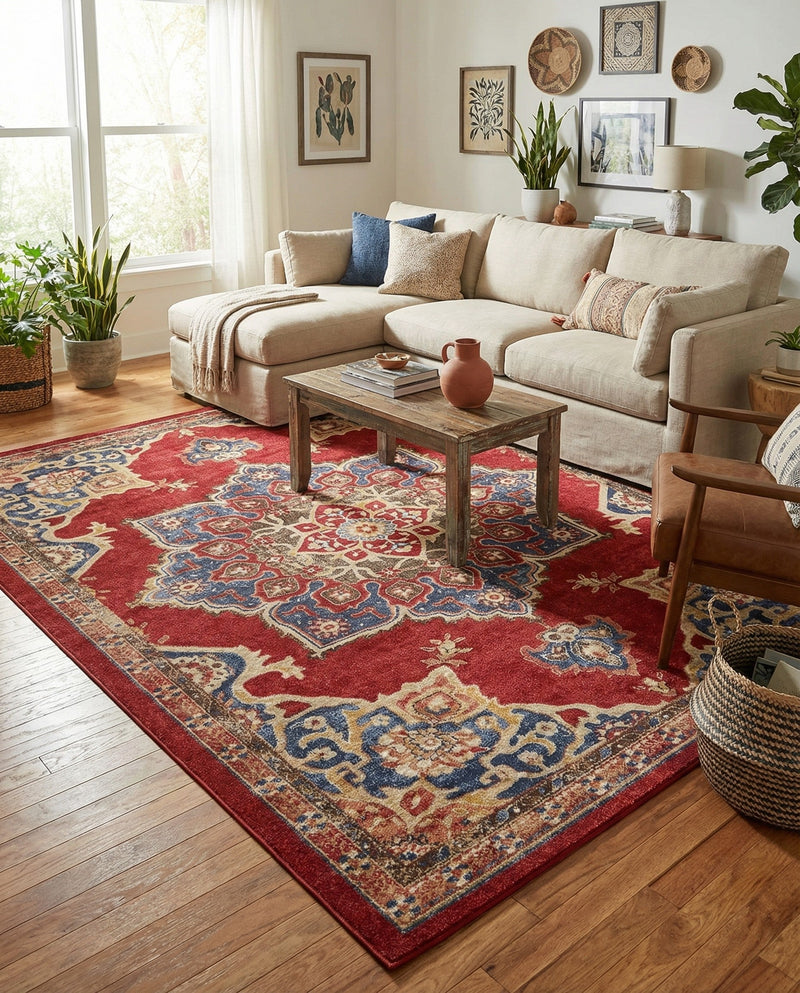 Eden Oasis Collection Area Rug -  Tranquility (Burgundy) Rectangle Burgundy  lifestyle 4