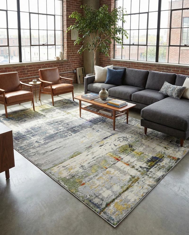 Chromatic Oasis Collection Area Rug -  Prism Rectangle Gray  lifestyle 20