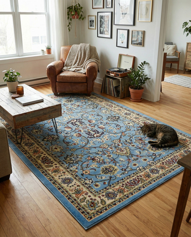 Isfahan Elegance Collection Area Rug - Naghsh-e Jahan (Light Blue) Rectangle Light Blue  lifestyle 20