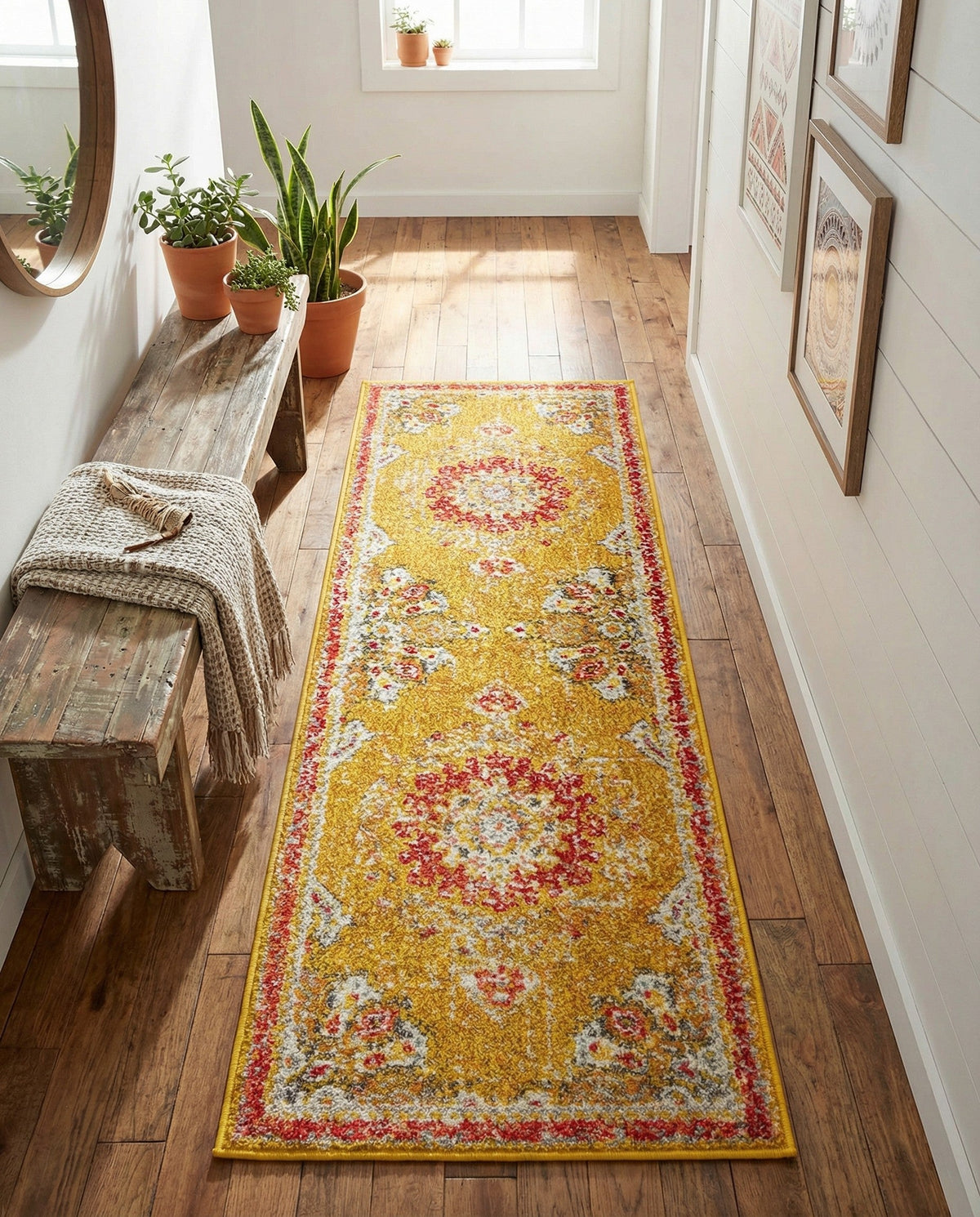 Brighton Terrace Collection Area Rug - Hove (Gold) Runner Gold  lifestyle 84