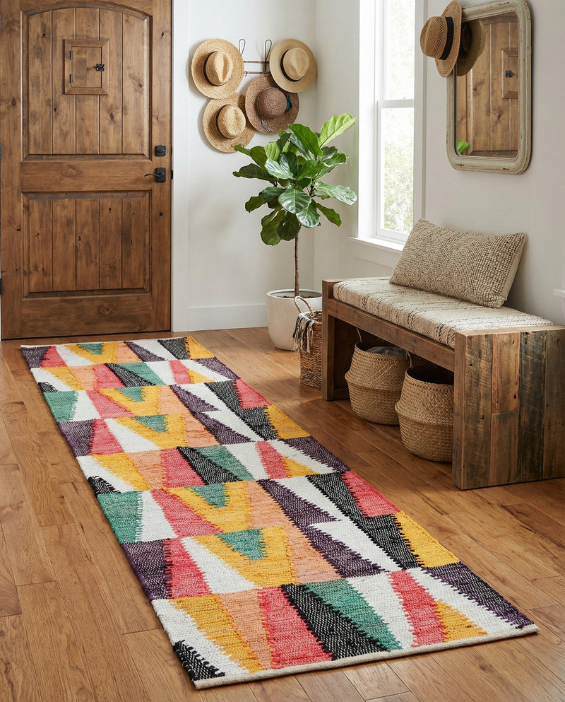 Thar Cotton Collection Area Rug -  Kannur Runner Multi  lifestyle 33