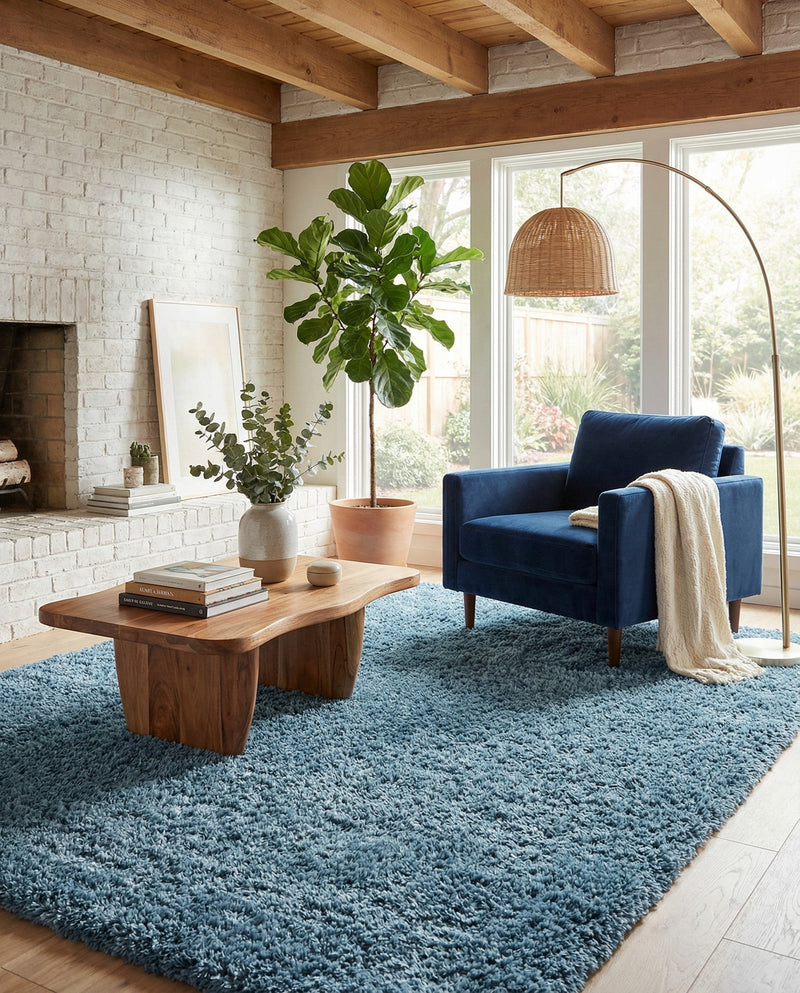 Eternal Plush Oasis Collection Area Rug -  Tranquility (Aegean Blue) Rectangle Aegean Blue  lifestyle 20