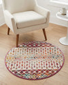 Mediterranean Lattice Collection Area Rug -  Casablanca (Ivory Multi) Round Ivory Multi  lifestyle 51