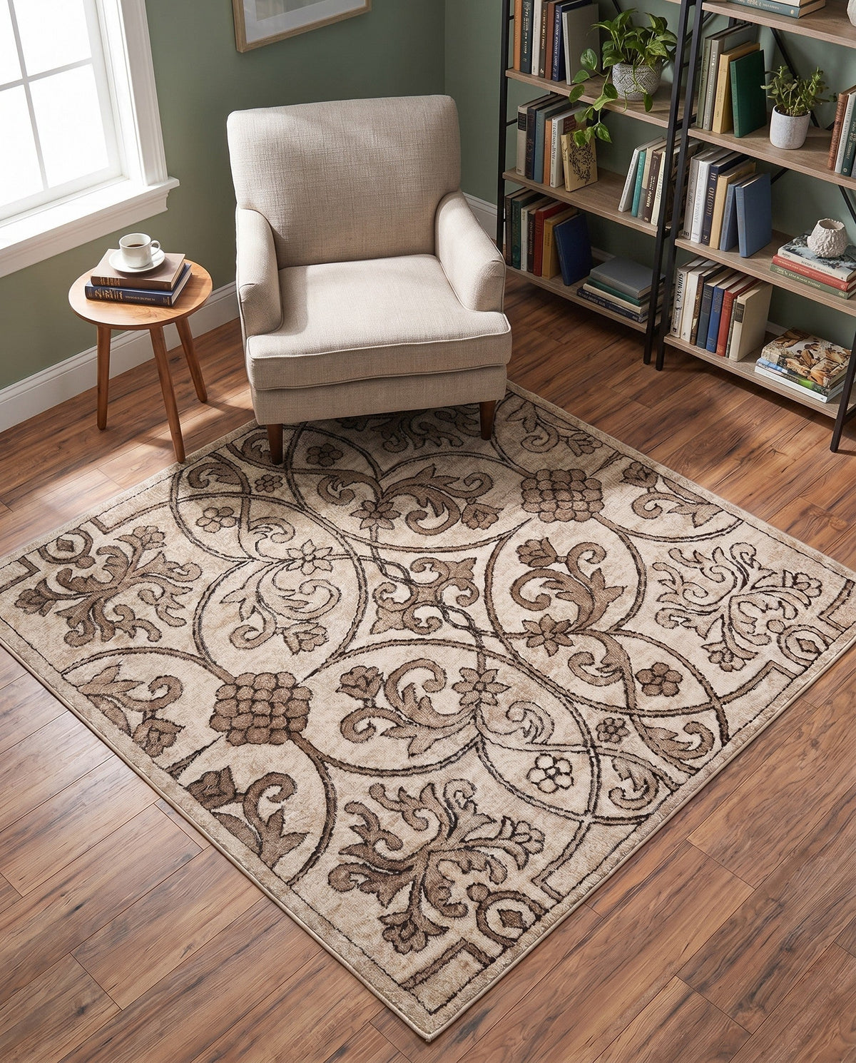 Andes Summit Collection Area Rug -  Merida Square Dark Beige  lifestyle 101