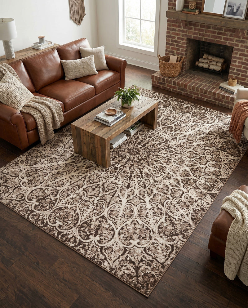 Riviera Elegance Collection Area Rug -  Eze Rectangle Brown  lifestyle 24