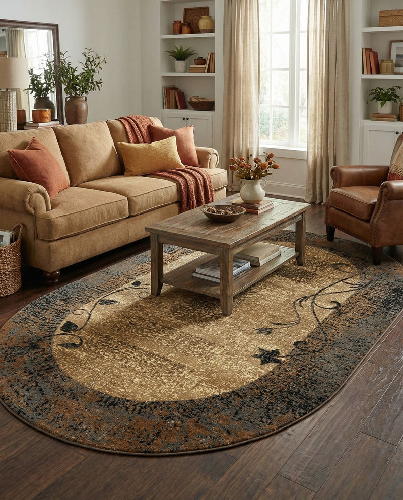 Bistro Lounge Collection Area Rug -  Affogato Oval Beige  lifestyle 58
