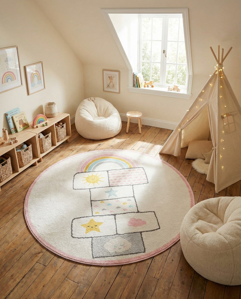 Wonder Tykes Collection Area Rug -  Swirl Round Ivory  lifestyle 38