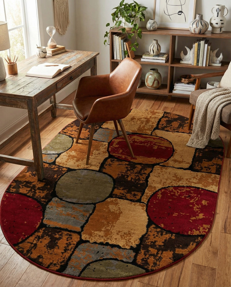 Bistro Lounge Collection Area Rug -  Cappuccino Oval Multi  lifestyle 40