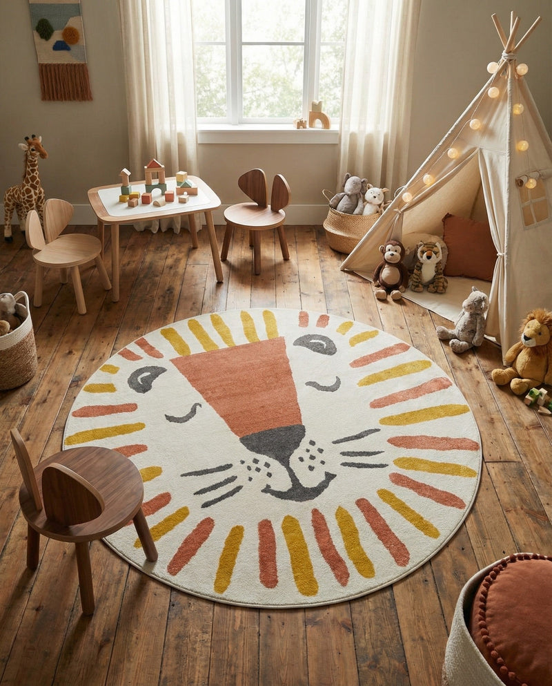 Wonder Tykes Collection Area Rug -  Mirage Round Ivory  lifestyle 15