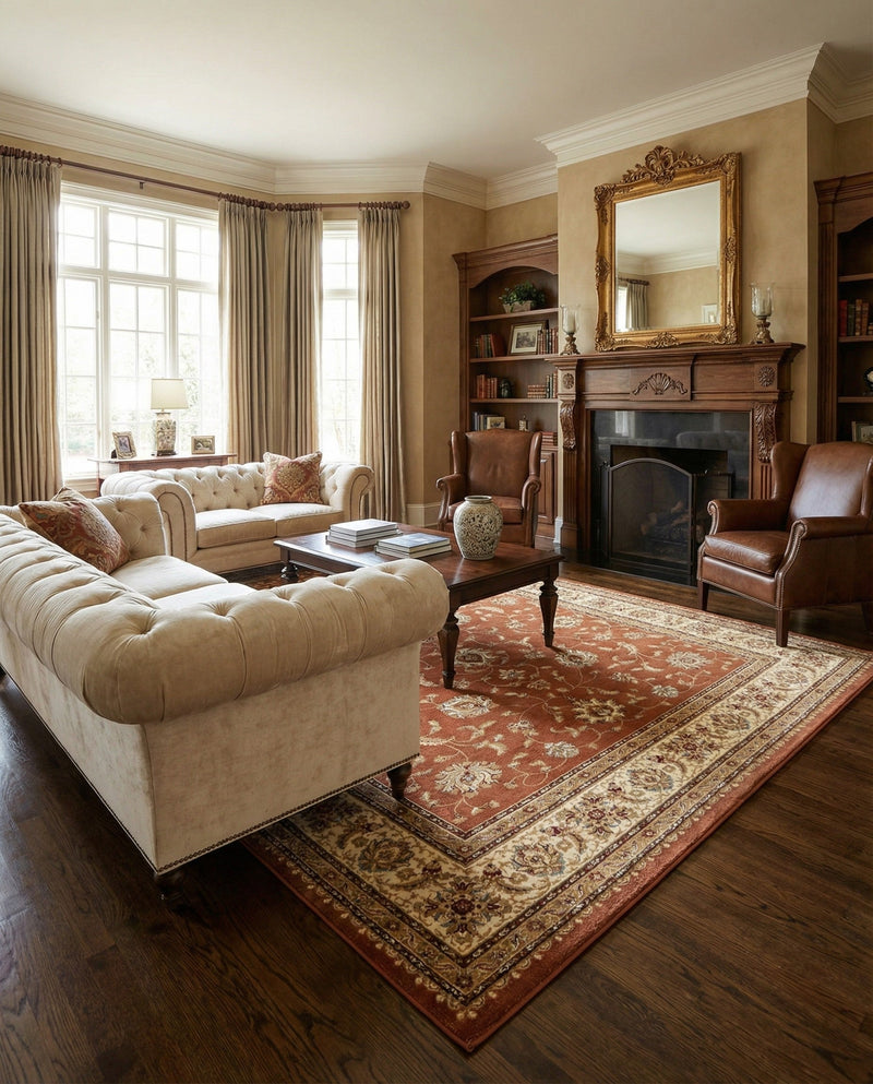 Jaipur Elegance Collection Area Rug -  Nahargarh (Brick Red Light Rose) Rectangle Brick Red Light Rose  lifestyle 14