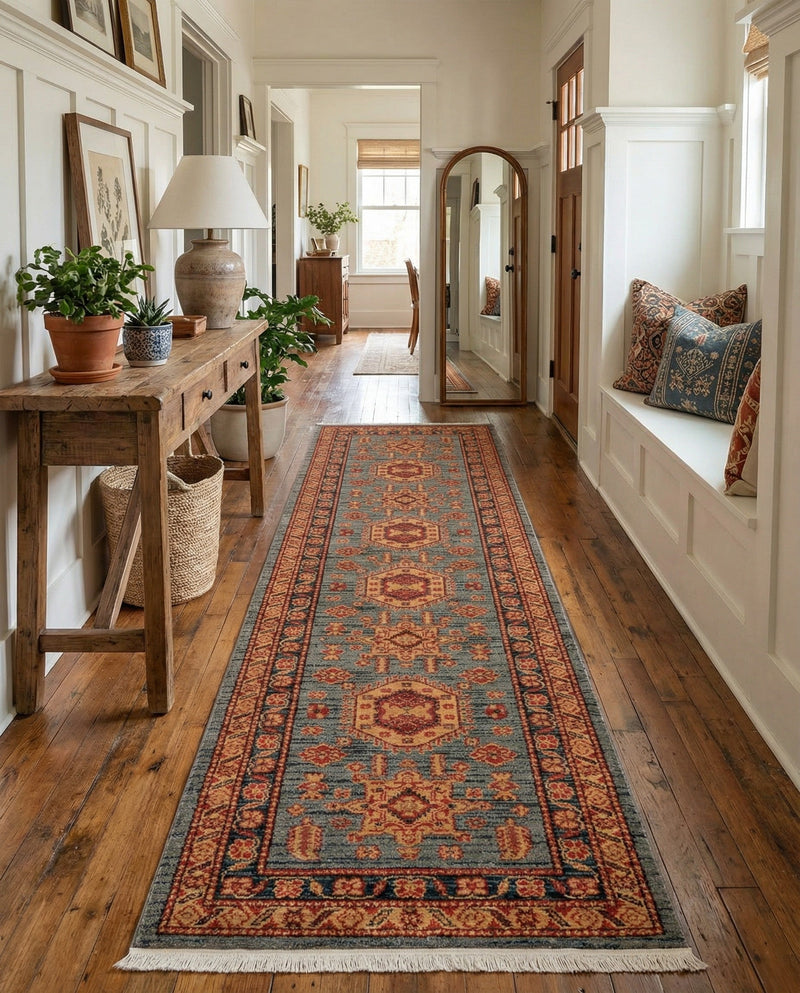 Persian Elegance Collection Area Rug -  Bushehr Runner Light Blue  lifestyle 53
