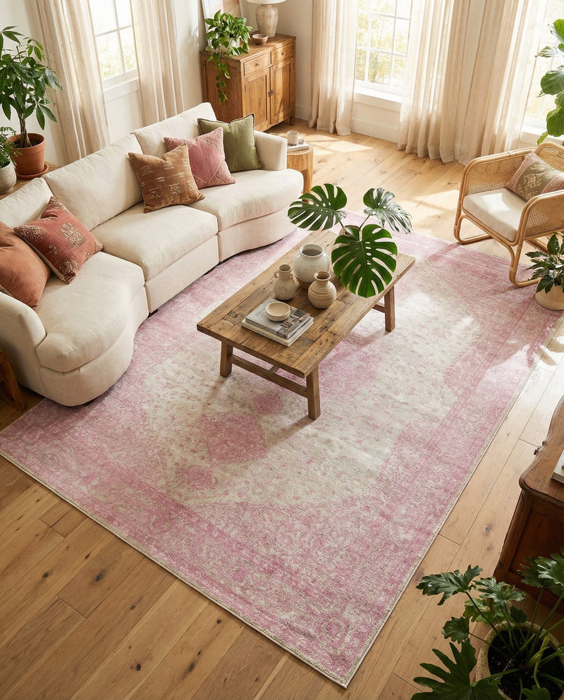 Dover Terrace Collection Area Rug - Marina (Pink) Rectangle Pink  lifestyle 22