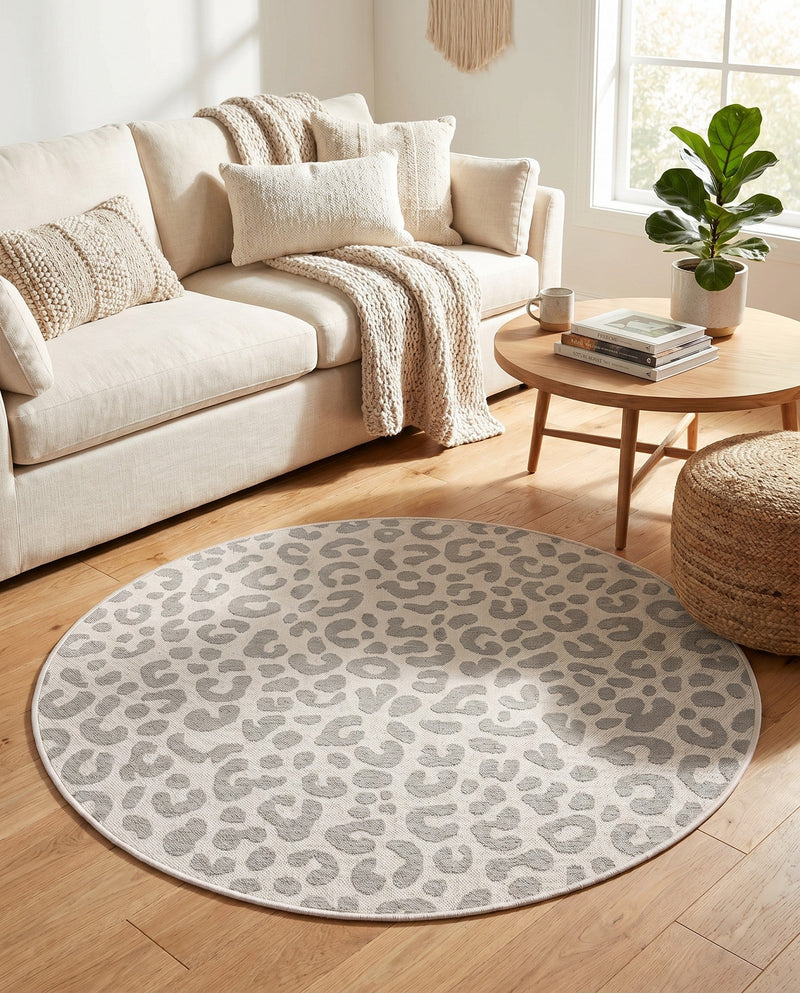 Savannah Escape Collection Area Rug -  Amazon (Ivory Gray) Round Ivory Gray  lifestyle 47