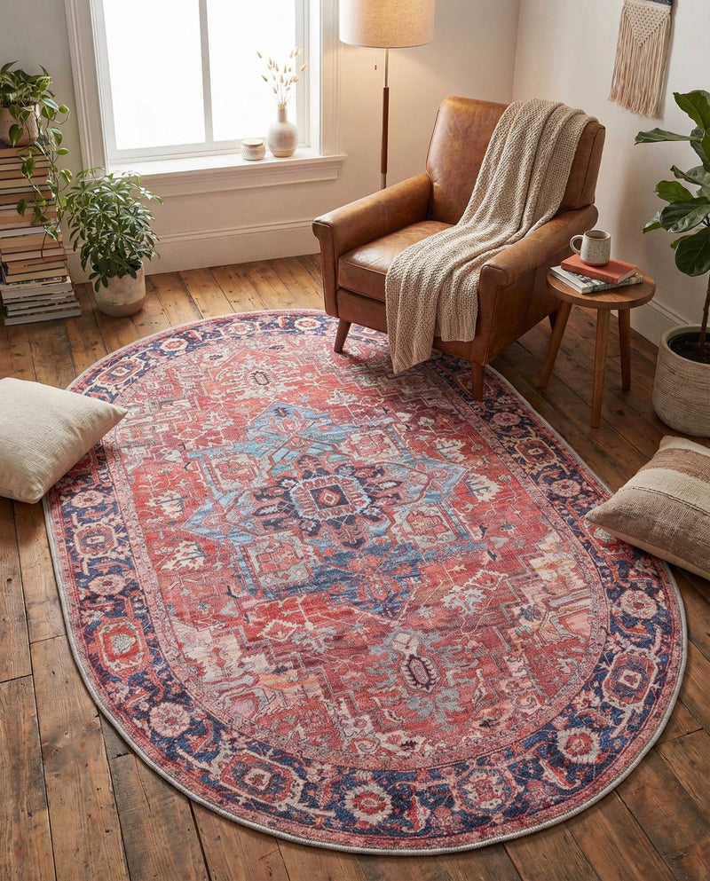 Zahara Oasis Collection Area Rug -  Essaouira Oval Rust Red  lifestyle 77