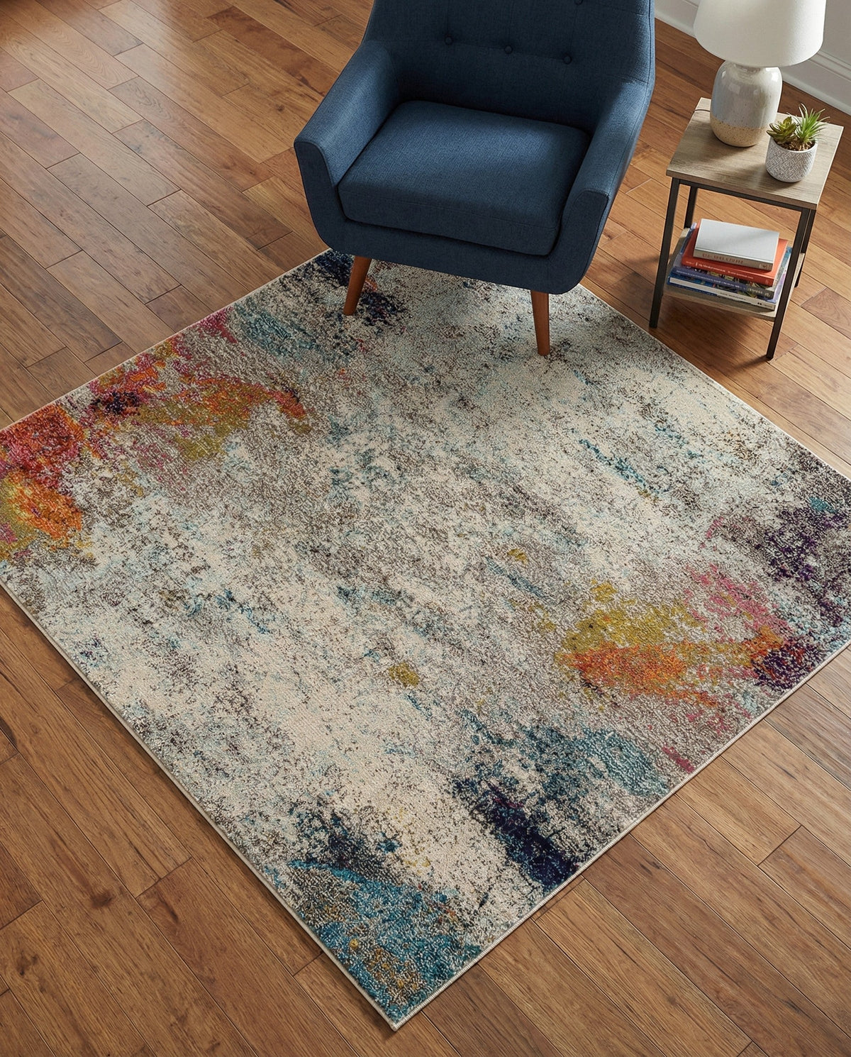 Chromatic Oasis Collection Area Rug -  Azure Square Beige  lifestyle 126