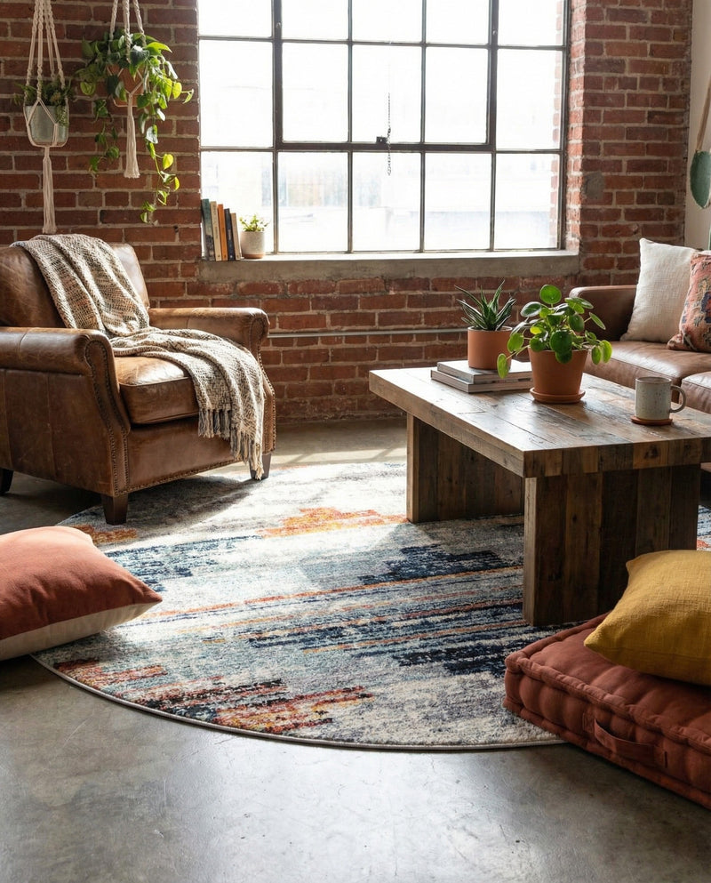 Santa Fe Trails Collection Area Rug -  Arroyo Round Multi  lifestyle 70