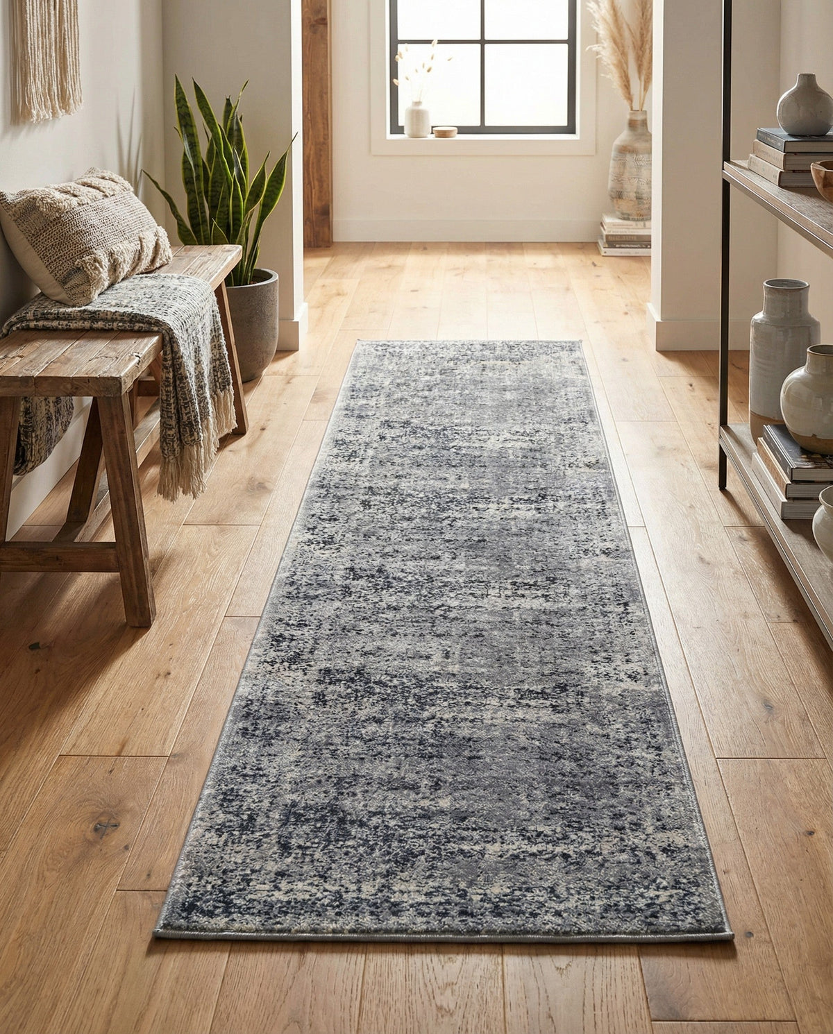 Coastal Manor Collection Area Rug -  Marina Runner Blue Gray  lifestyle 71