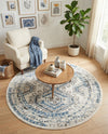 Savannah Elegance Collection Area Rug -  Tybee (Ivory Aqua) Round Ivory Aqua  lifestyle 72