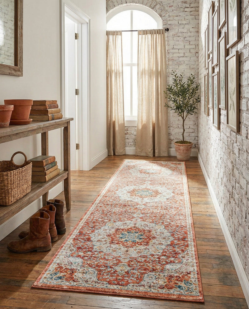 Coastal Haven Collection Area Rug - Seabreeze (Red) Runner Red  lifestyle 79