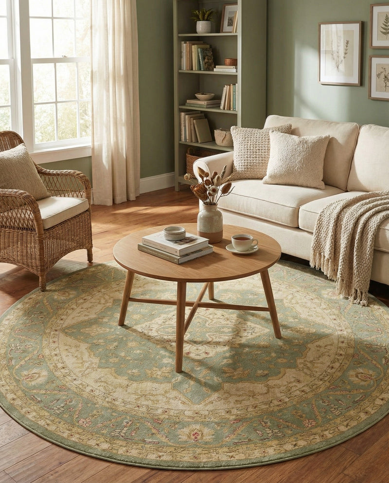 Chelsea Elegance Collection Area Rug -  Twickenham Round Light Green  lifestyle 82