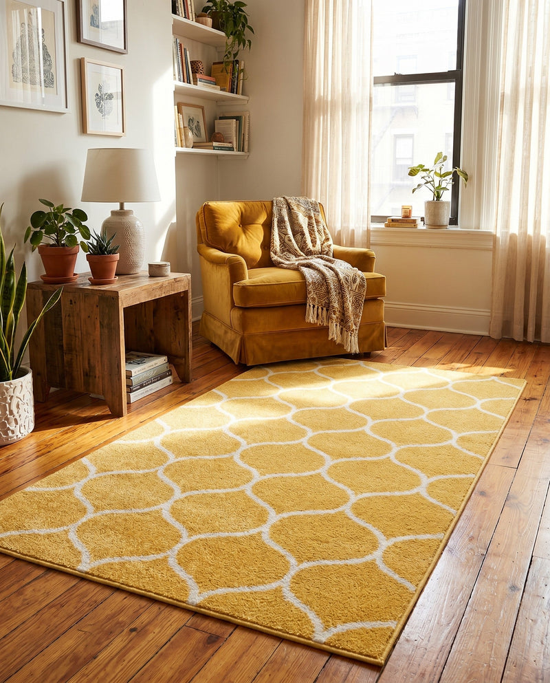 Trellis Mosaic Collection Area Rug -  Pergolatown (Yellow) Rectangle Yellow  lifestyle 20