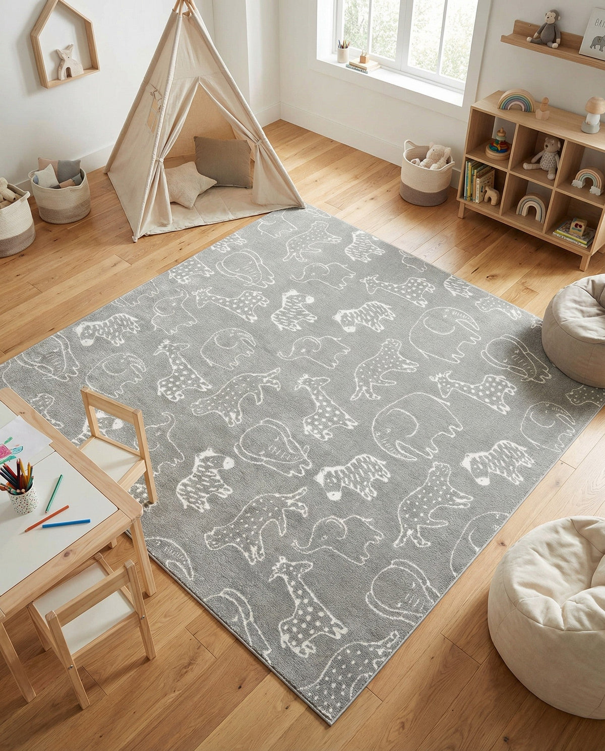 Wonder Tykes Collection Area Rug -  Spectrum Square Gray  lifestyle 183
