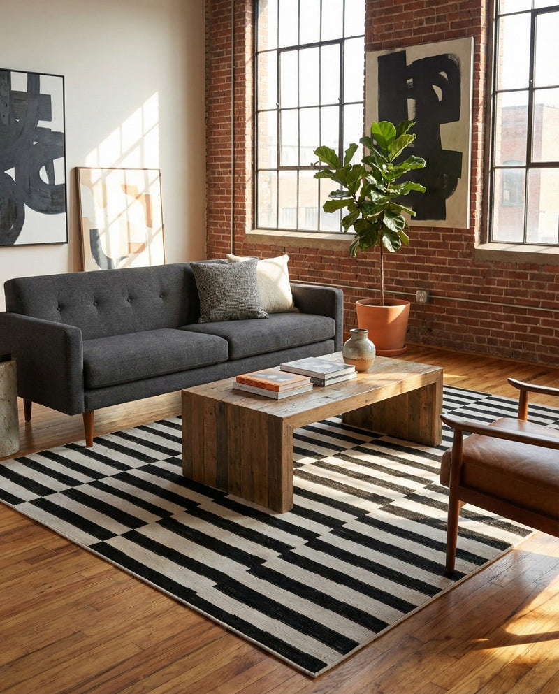 Soho Elegance Collection Area Rug -  Hudson (Black) Rectangle Black  lifestyle 21