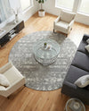 Brighton Stripes Collection Area Rug - Sussex (Gray and Ivory) Round Gray and Ivory  lifestyle 47