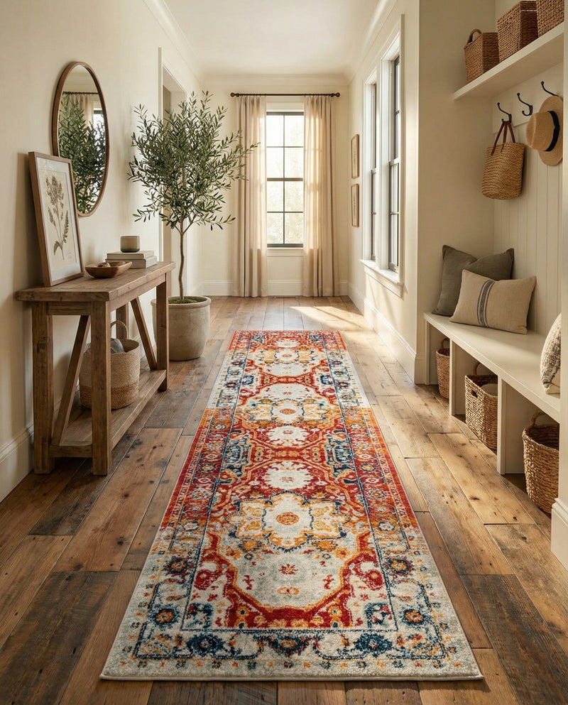 Parisian Elegance Collection Area Rug - Versailles (Rust Red) Runner Rust Red  lifestyle 80
