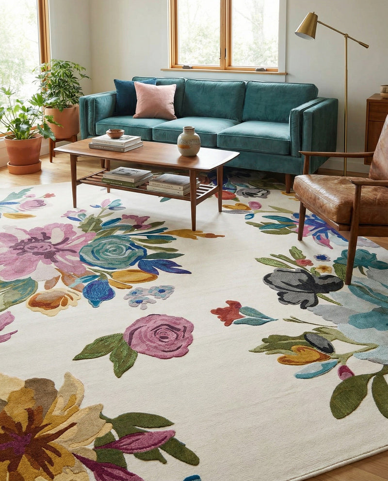 Meadow Breeze Collection Area Rug - Wildflower Rectangle Ivory  lifestyle 47