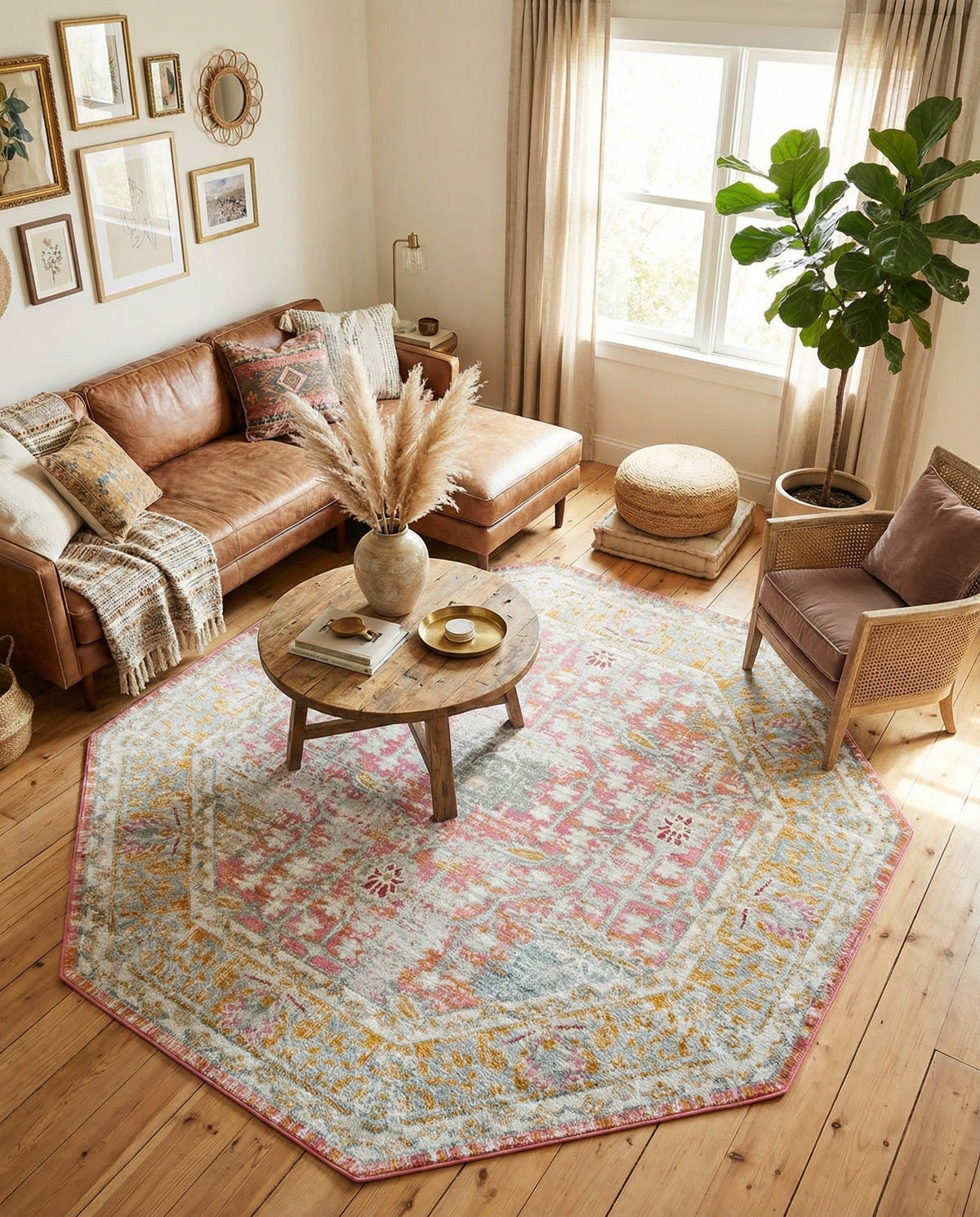 Arcadia Rugs Collection Area Rug -  Olympus Octagon Pink  lifestyle 171