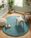 Plush Oasis Collection Area Rug - Serenity (Light Slate Blue) Round Light Slate Blue  lifestyle 80