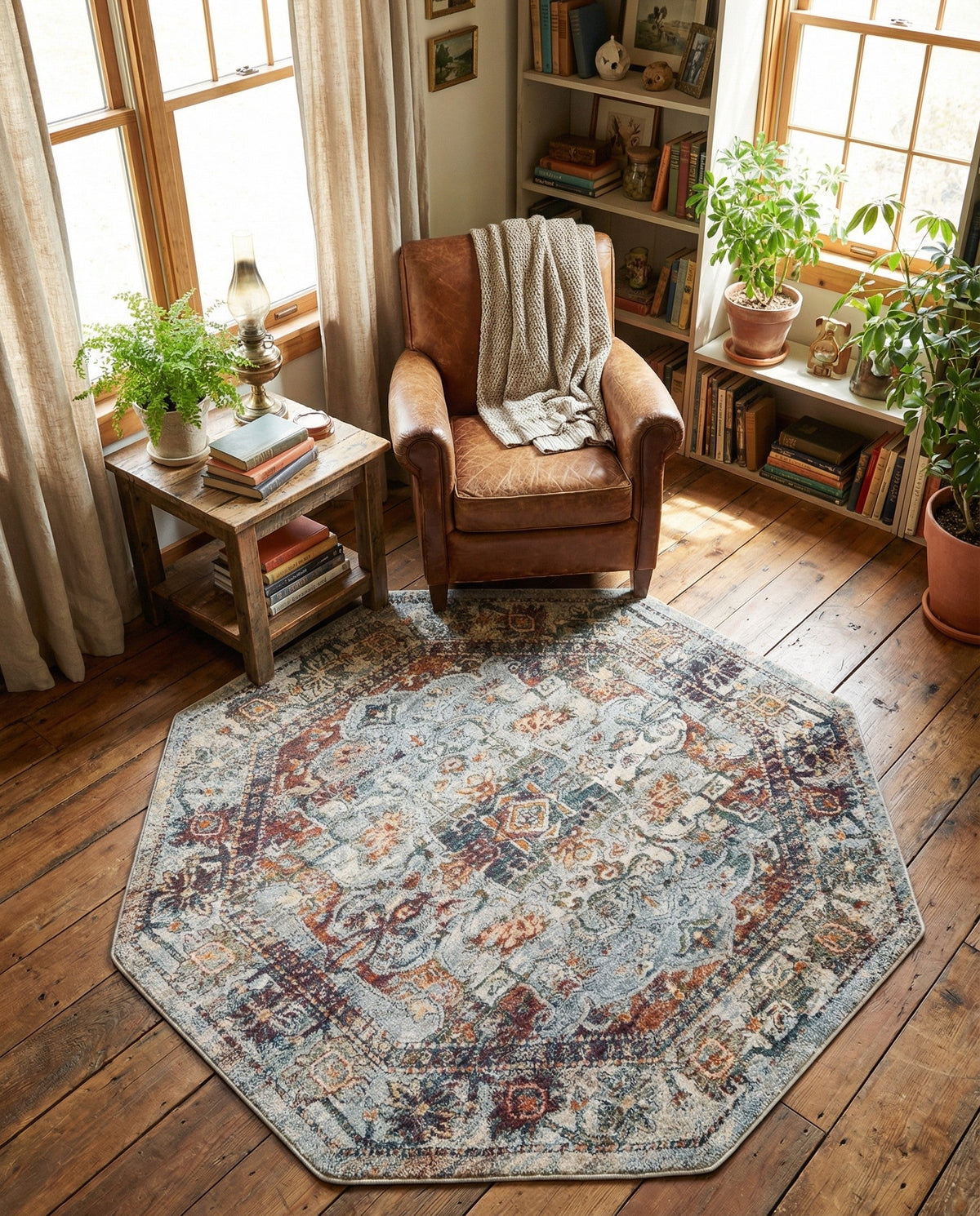 Savannah Soiree Collection Area Rug -  Everglade (Ivory) Octagon Ivory  lifestyle 52