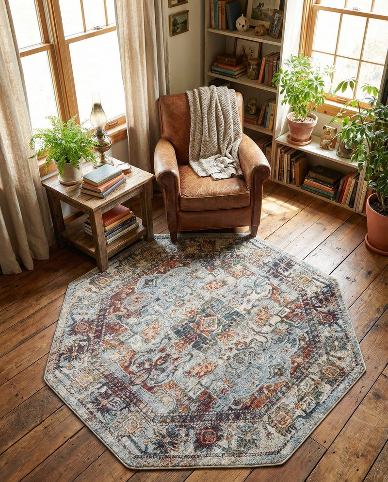Savannah Soiree Collection Area Rug -  Everglade (Ivory) Octagon Ivory  lifestyle 52